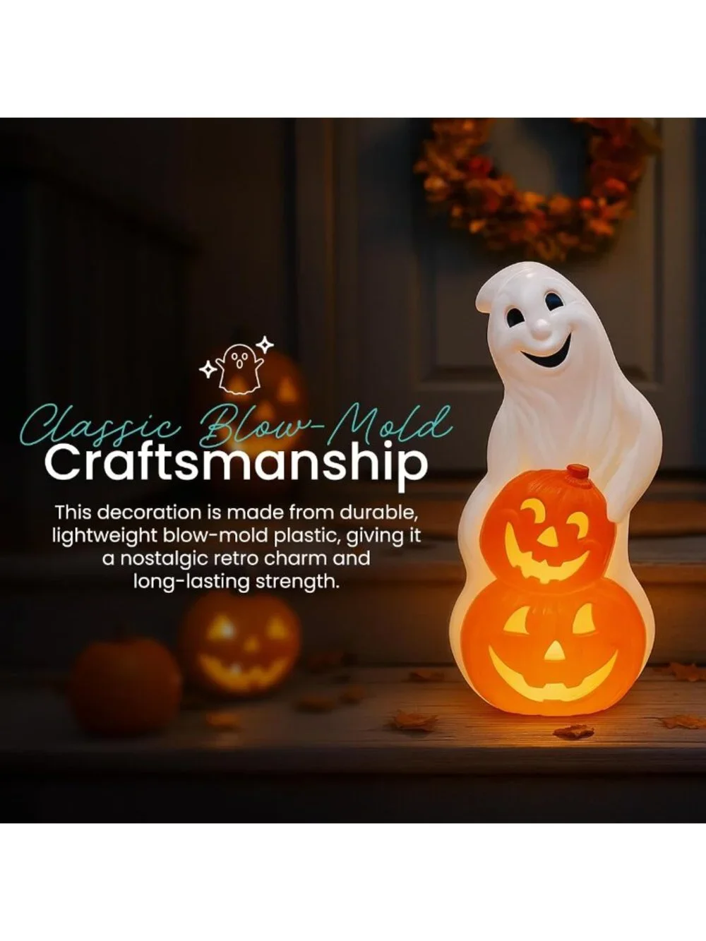 60W Light Up Ghost & Pumpkin Halloween Garden Statue - Outdoor Decor